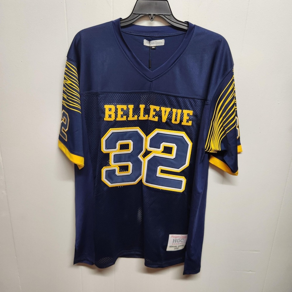Bellevue 32 Football HS Jersey Mens 3XL Blue Headgear Classics Bishard Baker